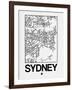 White Map of Sydney-NaxArt-Framed Art Print