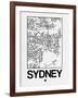 White Map of Sydney-NaxArt-Framed Art Print