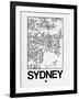 White Map of Sydney-NaxArt-Framed Art Print