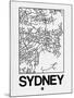 White Map of Sydney-NaxArt-Mounted Art Print