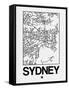 White Map of Sydney-NaxArt-Framed Stretched Canvas