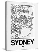 White Map of Sydney-NaxArt-Stretched Canvas