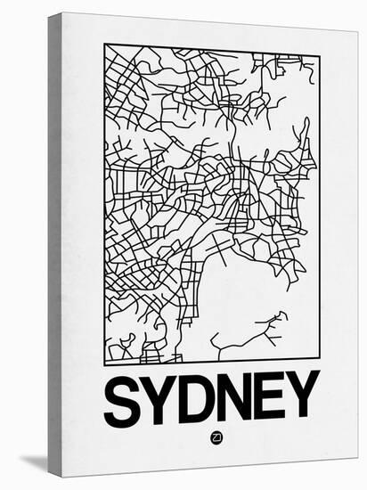 White Map of Sydney-NaxArt-Stretched Canvas