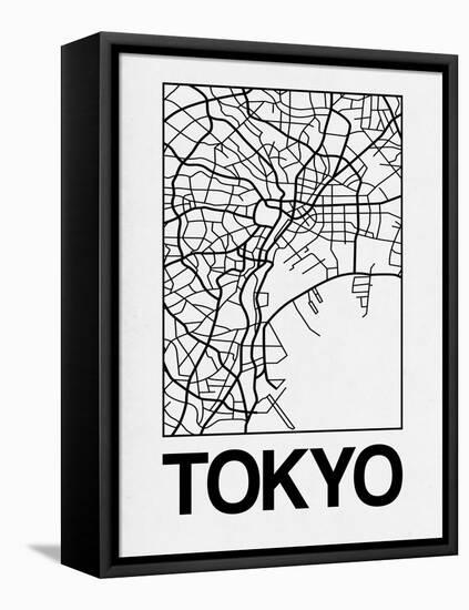 White Map of Tokyo-NaxArt-Framed Stretched Canvas