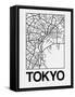 White Map of Tokyo-NaxArt-Framed Stretched Canvas