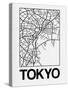 White Map of Tokyo-NaxArt-Stretched Canvas