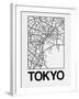White Map of Tokyo-NaxArt-Framed Art Print