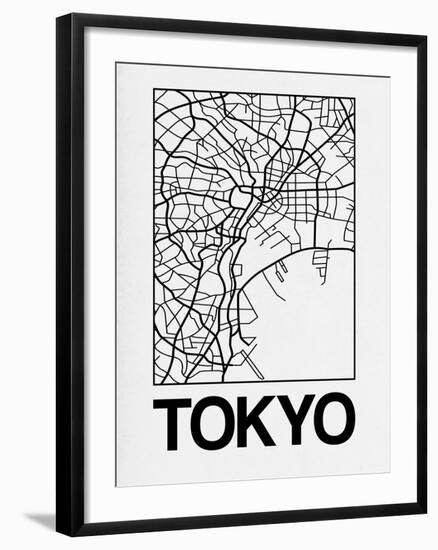 White Map of Tokyo-NaxArt-Framed Art Print