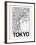 White Map of Tokyo-NaxArt-Framed Art Print