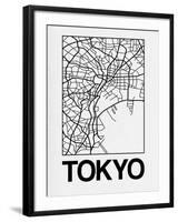 White Map of Tokyo-NaxArt-Framed Art Print