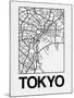 White Map of Tokyo-NaxArt-Mounted Art Print