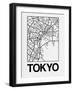 White Map of Tokyo-NaxArt-Framed Art Print