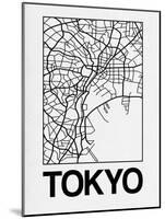 White Map of Tokyo-NaxArt-Mounted Art Print