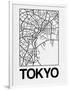 White Map of Tokyo-NaxArt-Framed Art Print