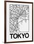 White Map of Tokyo-NaxArt-Framed Art Print