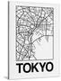 White Map of Tokyo-NaxArt-Stretched Canvas