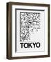 White Map of Tokyo-NaxArt-Framed Art Print