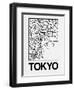 White Map of Tokyo-NaxArt-Framed Art Print