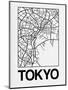 White Map of Tokyo-NaxArt-Mounted Art Print