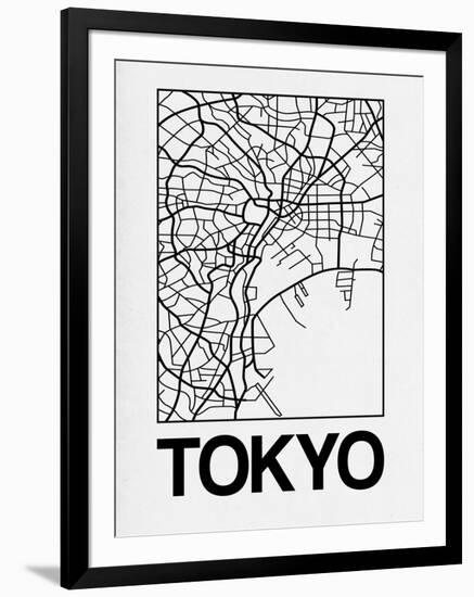 White Map of Tokyo-NaxArt-Framed Art Print