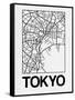 White Map of Tokyo-NaxArt-Framed Stretched Canvas