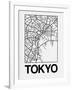 White Map of Tokyo-NaxArt-Framed Art Print