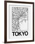 White Map of Tokyo-NaxArt-Framed Art Print