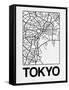 White Map of Tokyo-NaxArt-Framed Stretched Canvas