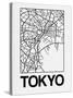 White Map of Tokyo-NaxArt-Stretched Canvas