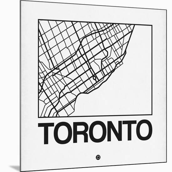 White Map of Toronto-NaxArt-Mounted Art Print