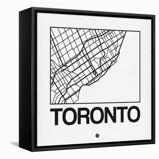 White Map of Toronto-NaxArt-Framed Stretched Canvas