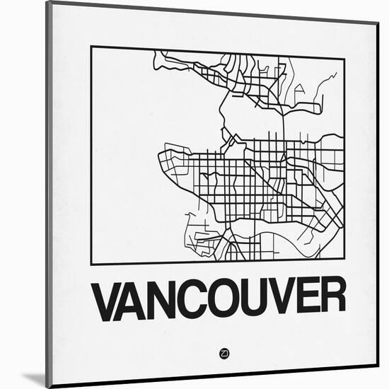 White Map of Vancouver-NaxArt-Mounted Art Print