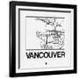 White Map of Vancouver-NaxArt-Framed Art Print