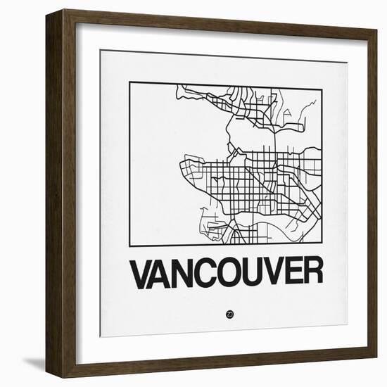 White Map of Vancouver-NaxArt-Framed Art Print