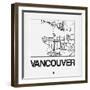 White Map of Vancouver-NaxArt-Framed Art Print