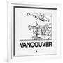 White Map of Vancouver-NaxArt-Framed Art Print