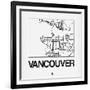 White Map of Vancouver-NaxArt-Framed Art Print