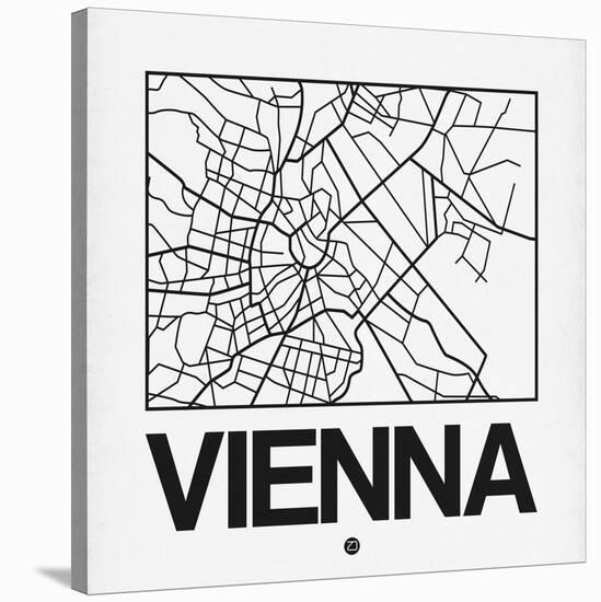 White Map of Vienna-NaxArt-Stretched Canvas