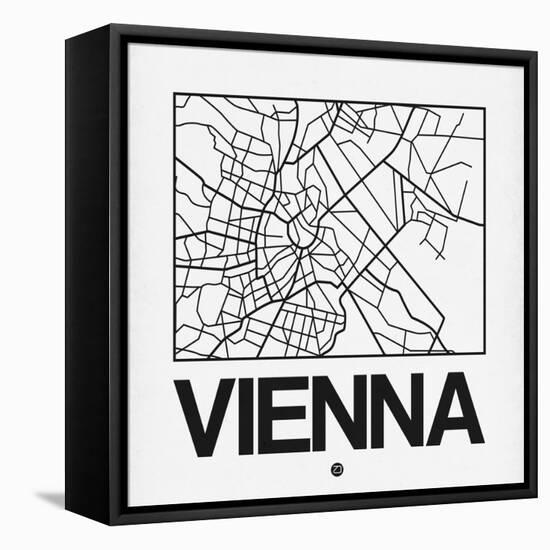 White Map of Vienna-NaxArt-Framed Stretched Canvas