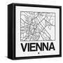 White Map of Vienna-NaxArt-Framed Stretched Canvas