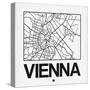 White Map of Vienna-NaxArt-Stretched Canvas