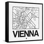 White Map of Vienna-NaxArt-Framed Stretched Canvas