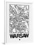 White Map of Warsaw-NaxArt-Framed Art Print