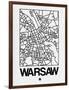 White Map of Warsaw-NaxArt-Framed Art Print