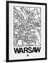 White Map of Warsaw-NaxArt-Framed Art Print