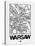 White Map of Warsaw-NaxArt-Stretched Canvas