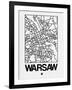 White Map of Warsaw-NaxArt-Framed Art Print