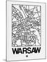 White Map of Warsaw-NaxArt-Mounted Art Print