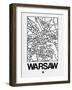 White Map of Warsaw-NaxArt-Framed Art Print