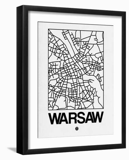 White Map of Warsaw-NaxArt-Framed Art Print